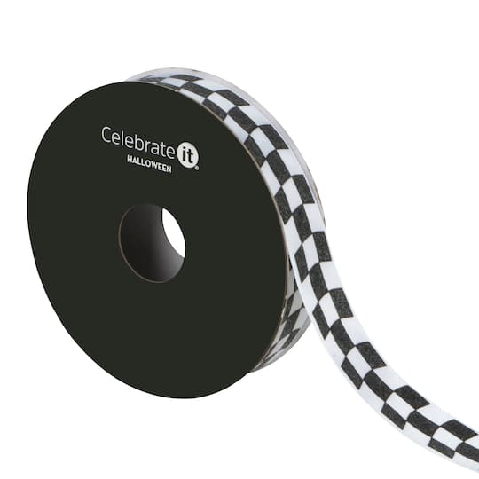5/8" x 4yd. Wavy Black & White Check Ribbon by Celebrate It®